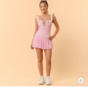 Blogilates Ruffle Lace Up Tank Top -